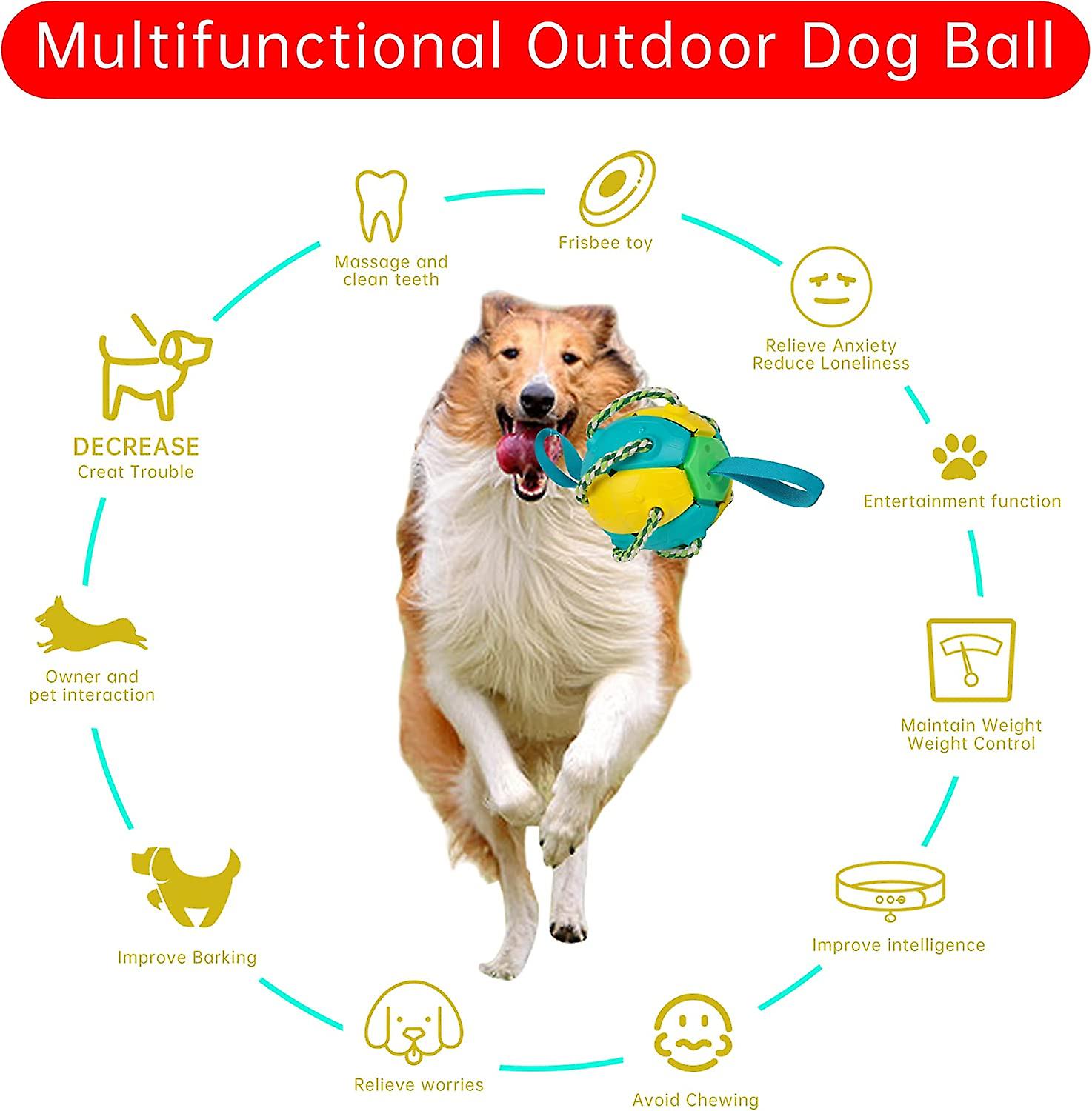 Interactive Dog Ball Toys With Chew Rope， Dog Chew Balls Exercise Toy Outdoor Dog Tug Of War Rebound Flying Ball Reward Toy Dog Training Tools For Pup