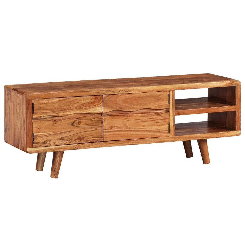 vidaXL TV Stand Solid Wood Acacia with Carved Doors 46.1\