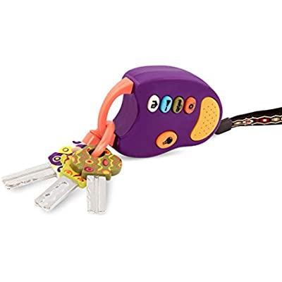 B. toys – FunKeys Toy – Funky Toy Keys for Toddlers and Babies – Toy Car Keys and Purple Remote with Light and Sounds – Non-Toxic