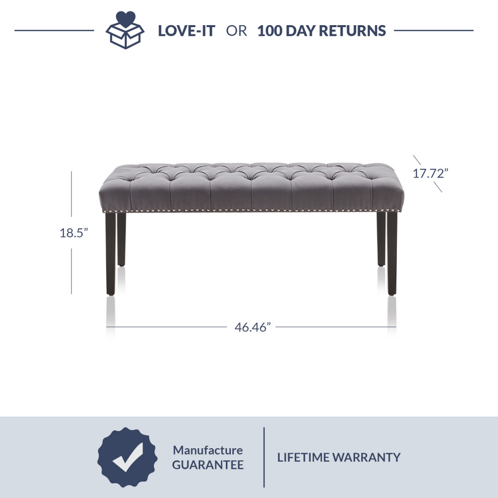 Modern Button Tufted Ottoman Bench  Linen Fabric   Transitional   Upholstered Benches   by OneBigOutlet  Houzz