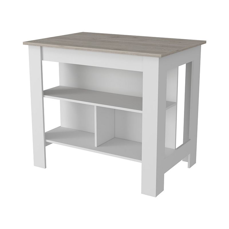 Brooklyn Antibacterial Surface Kitchen Island， Three Concealed Shelves