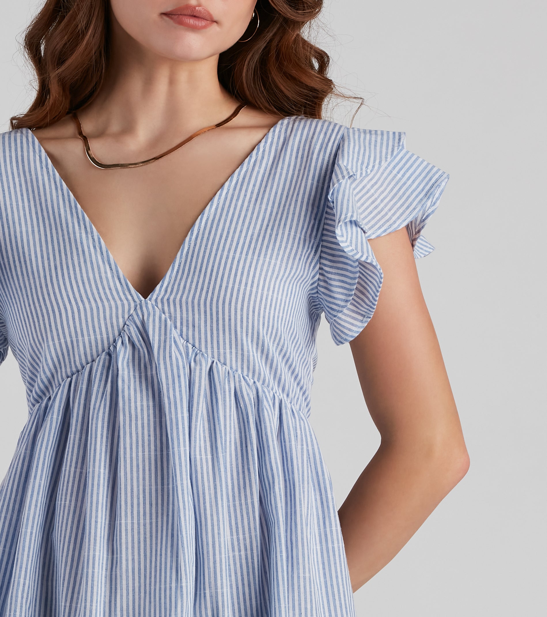 Fine Lines Chambray Skater Dress