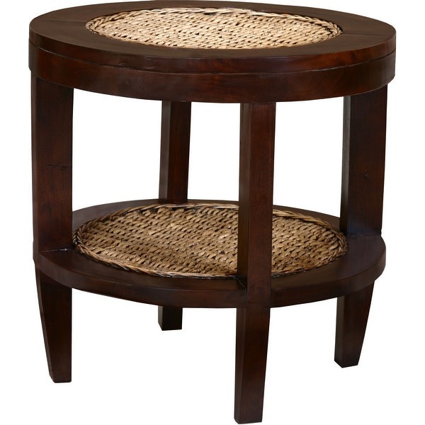 Chic Teak Dakar Mahogany and Banana Leaf Side Table