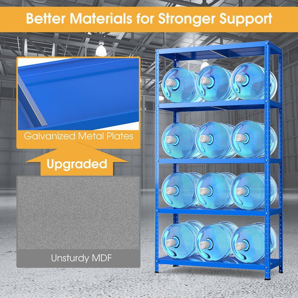 Costway 4-Piece 5-Tier Metal Shelving Unit Adjustable Heavy-Duty Utility Storage Rack Blue 4*JZ10106NY