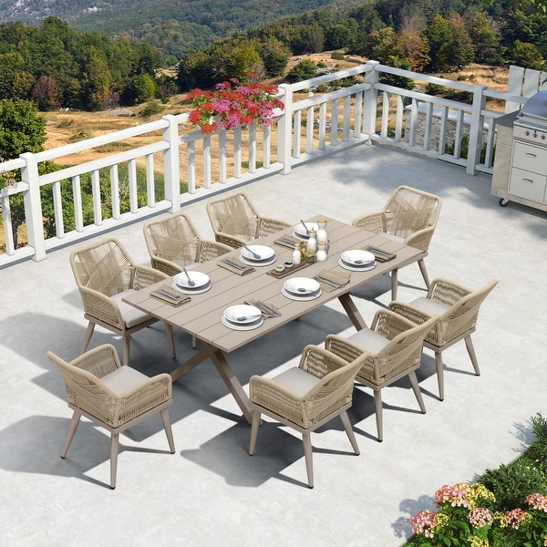 PURPLE LEAF PE Rattan Outdoor Dining Set with All Aluminum Frame