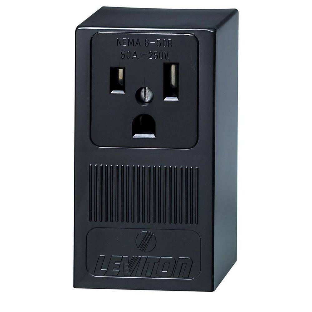 Leviton 50 Amp Double Pole Single Outlet Black R20-05378-P00