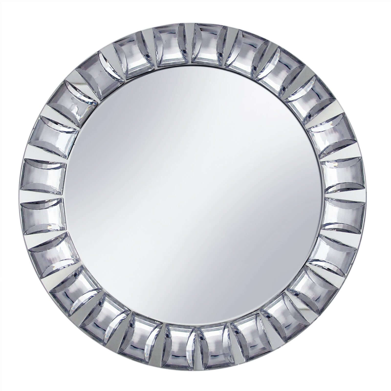 2 Pack Silver Jeweled Rim Premium Glass Mirror Charger Plates 13