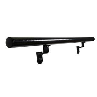 EZ Handrail 8 ft. Textured Black Aluminum Round Straight Handrail Kit EZA8KIT-HB