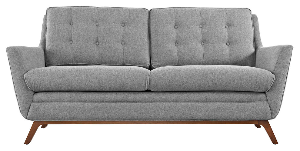 Modern Contemporary Fabric Loveseat   Gray  Fabric   Midcentury   Loveseats   by House Bound  Houzz