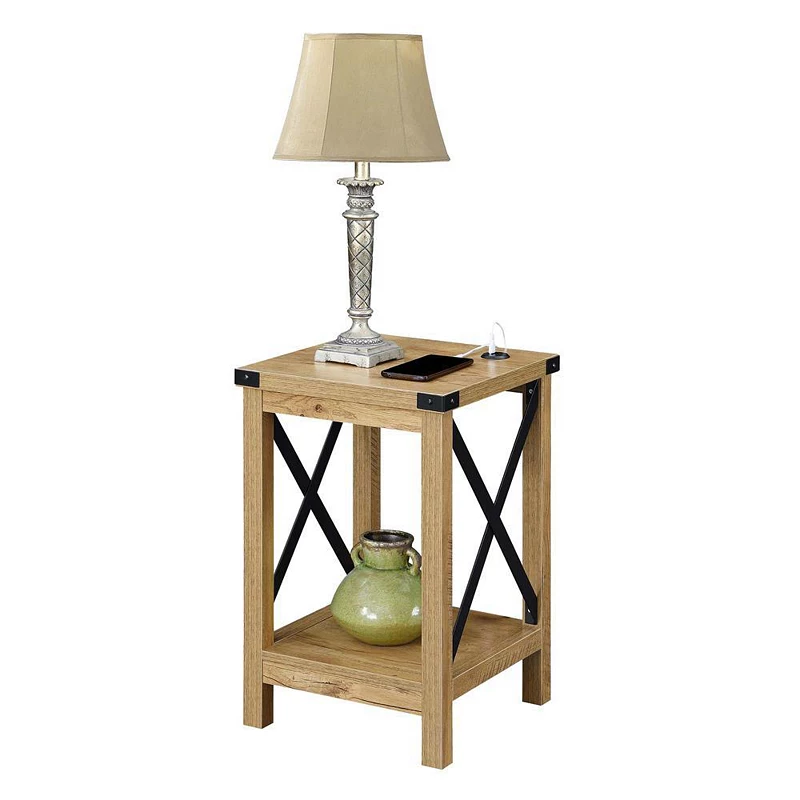 Convenience Concepts Durango End Table with Charging Station and Shelf