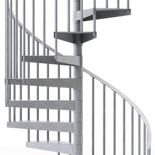 Mylen STAIRS Reroute Galvanized Exterior 60 in. Diameter Spiral Staircase Kit Fits Height 102 in. to 114 in. EC60Z11A002