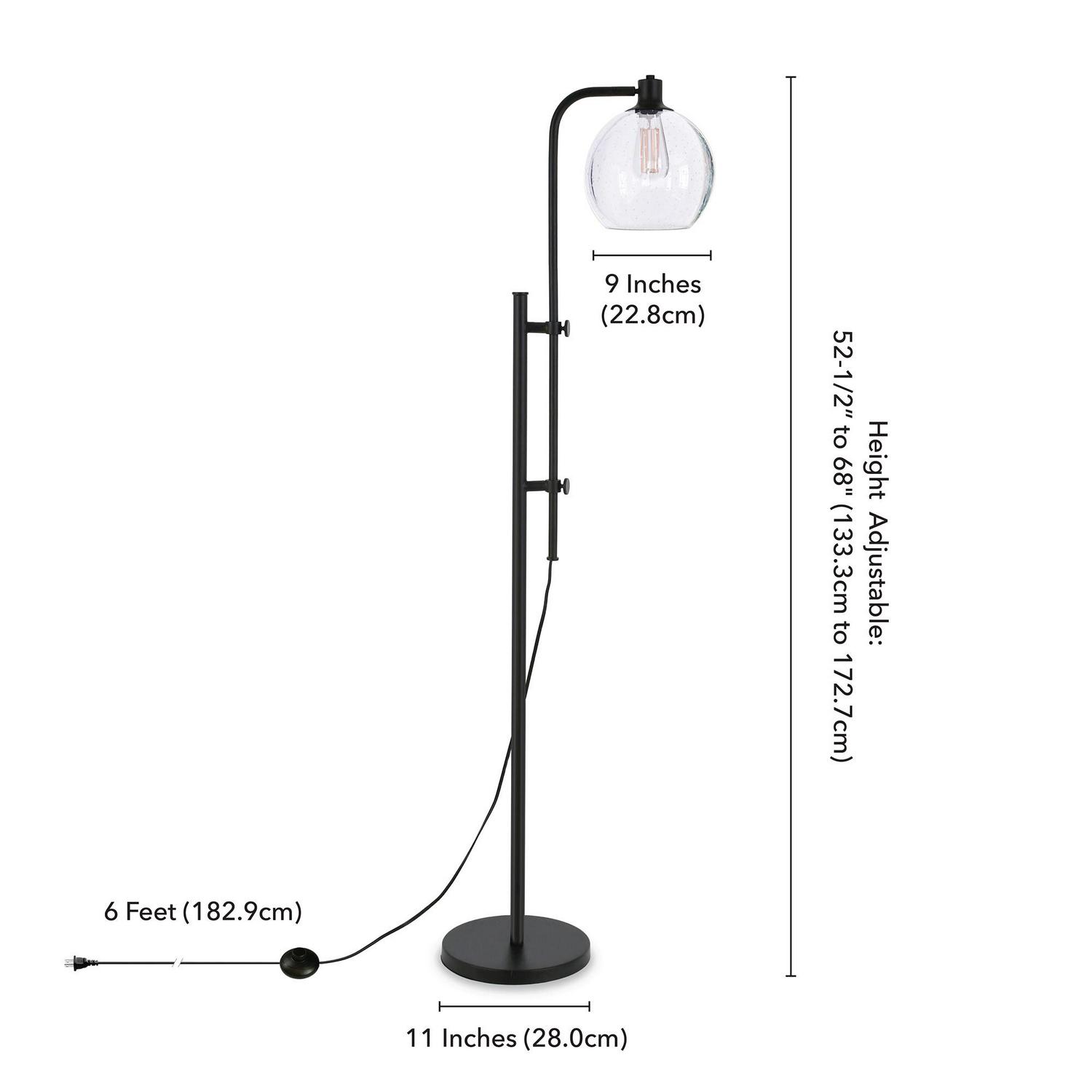 EvelynandZoe Industrial Metal Height-Adjustable Floor Lamp