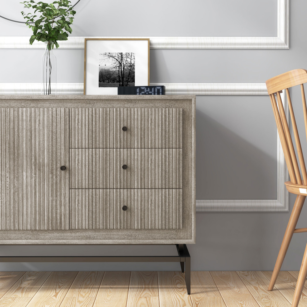 Camilo 3 Drawer Wood Accent Cabinet   Industrial   Accent Chests And Cabinets   by Gild  Houzz
