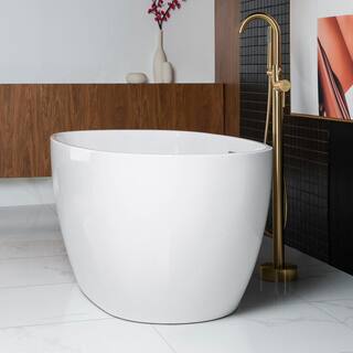 WOODBRIDGE Samantha 59 in. Acrylic FlatBottom Double Ended Bathtub with Brushed Gold Overflow and Drain Included in White HBT5566