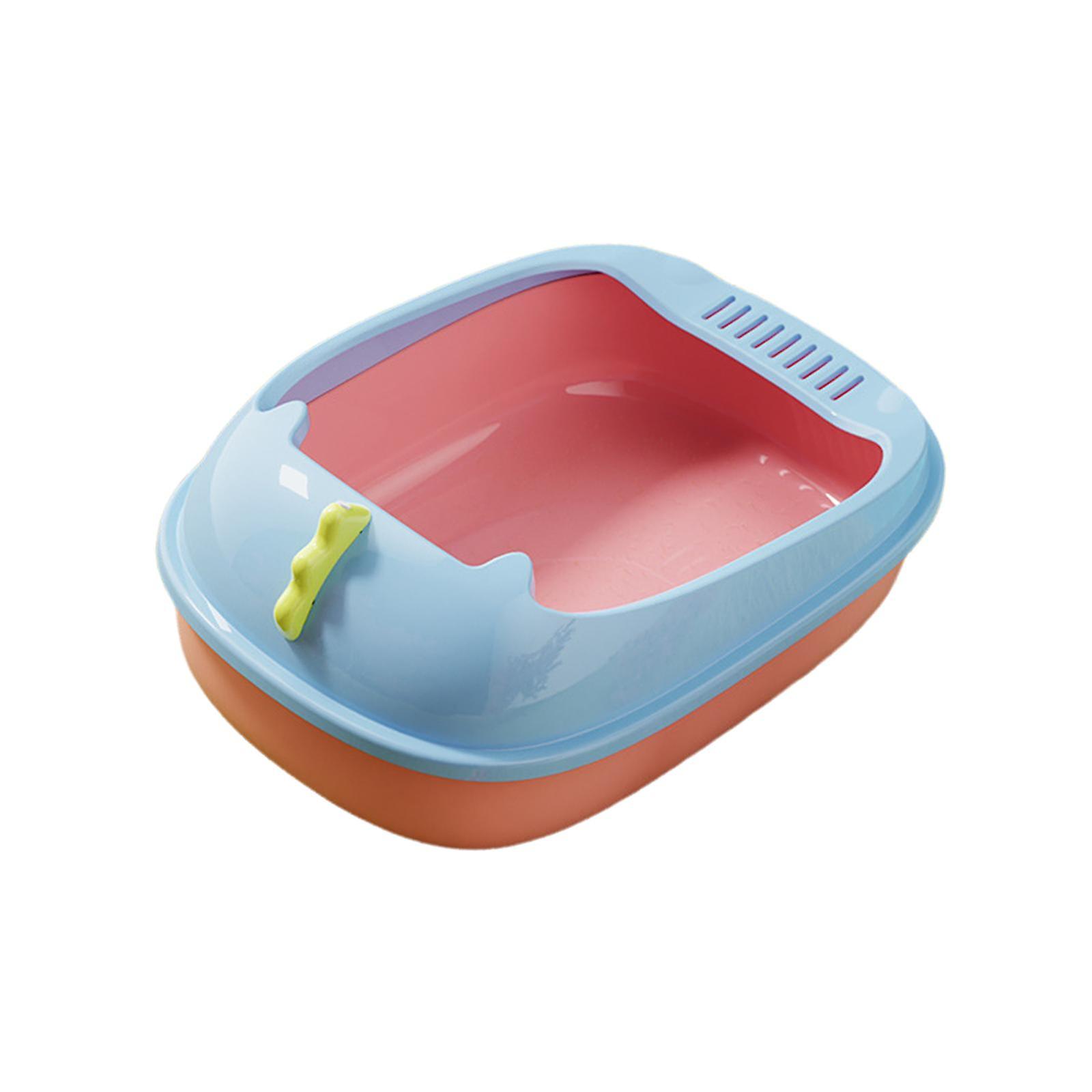 Pet Litter Tray Potty Toilet Cage Open Top Cat Litter Box For Hamsters Kitty Pink Base 42x28x16cm