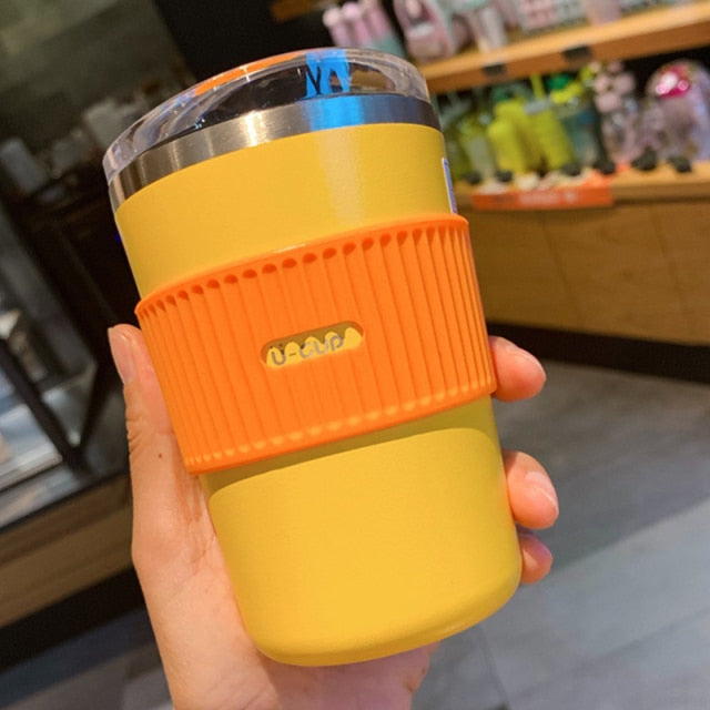 Double Stainless Steel Coffee Cup Leakproof Insulated Thermal Cup Car Portable Travel Coffee Mug