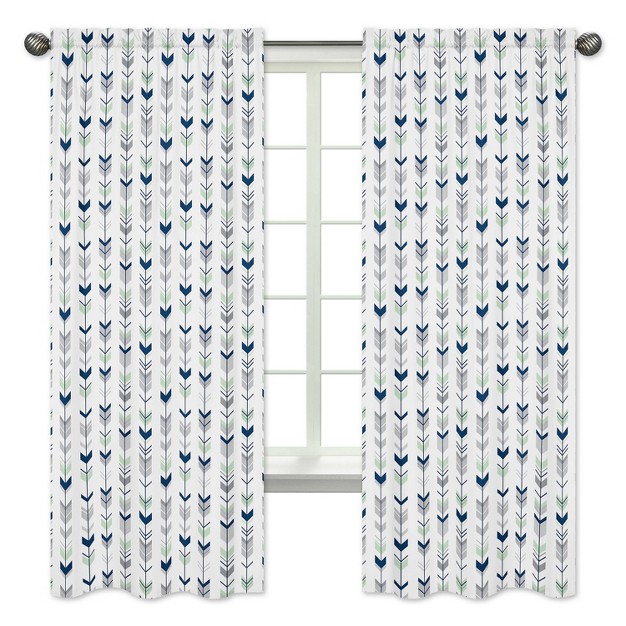 Sweet Jojo Designs Window Panels Navy amp Mint Mod Arrow 2pk