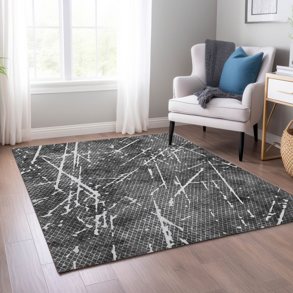 Machine Washable Indoor/ Outdoor Chantille Contemporary Crackle Rug