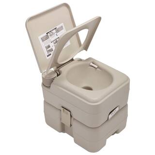 JAXPETY 5.3 Gal. Portable Toilet Porta Potty Flush No Leakage for Outdoor Camping RV Travel Warm Gray TY91A0200