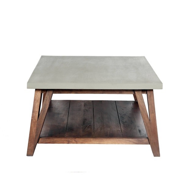 Brookside Coffee Table Concrete Coated Top And Wood Light Alaterre Furniture