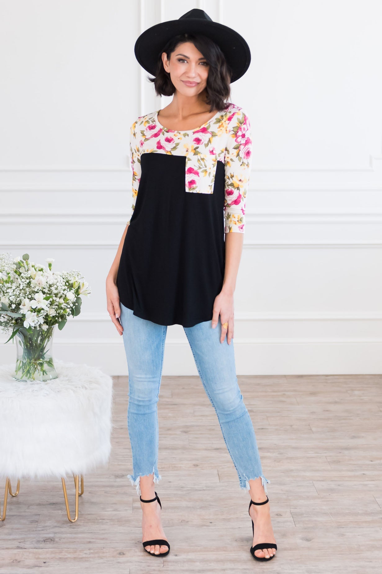 Bloom Season Modest Pocket Baseball Tee