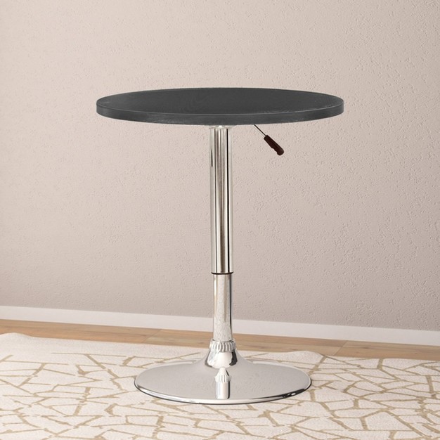 Round Adjustable Pedestal Dining Table Black Corliving