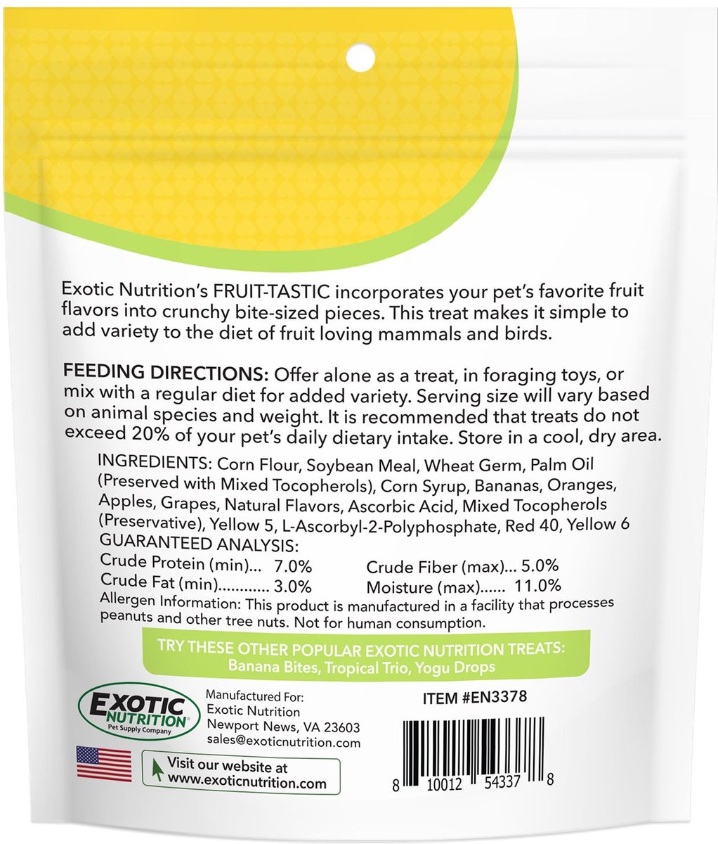 Exotic Nutrition Critter Selects Fruit-Tastic Small Animal Treats， 2-oz bag