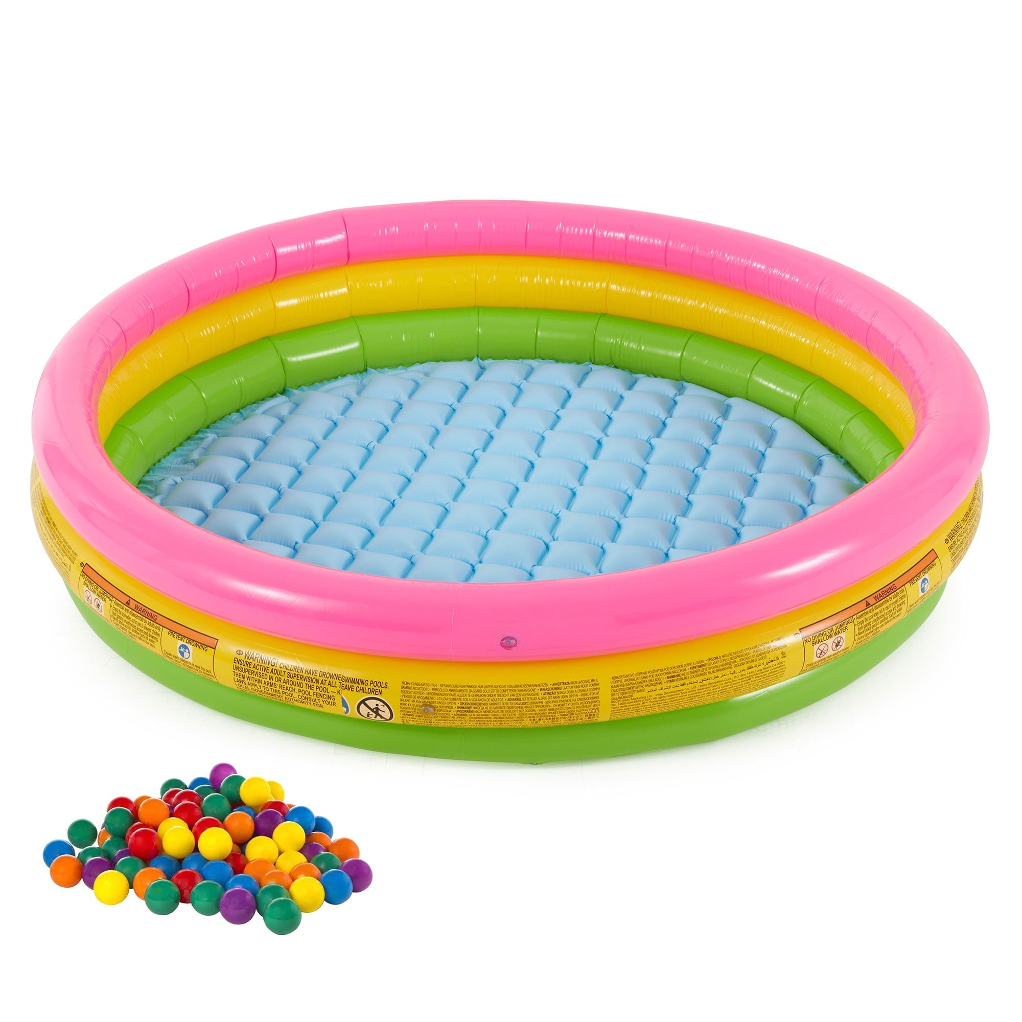 Intex Inflatable Sunset Glow Kiddie Pool w/Multi-Color Fun Ballz, 100 Pack