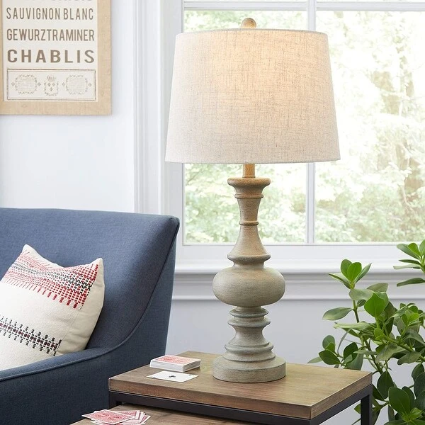 Adesso Distressed Gray Vintage Farmhouse Table Lamp