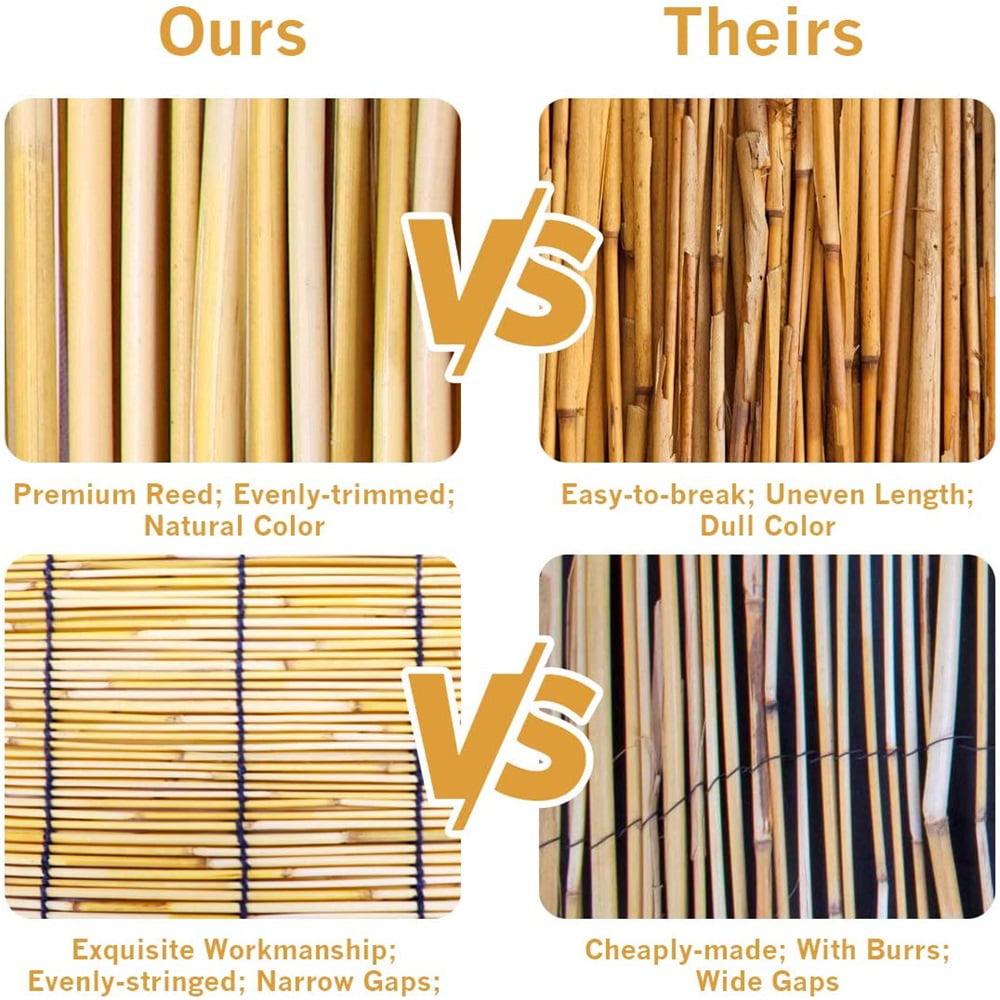 Eco-Friendly Reed Fence 16.4ftX3.94ft Fencing Decorative Roll Up Window Blind Reed Fencing for Garden Indoor Balcony Window