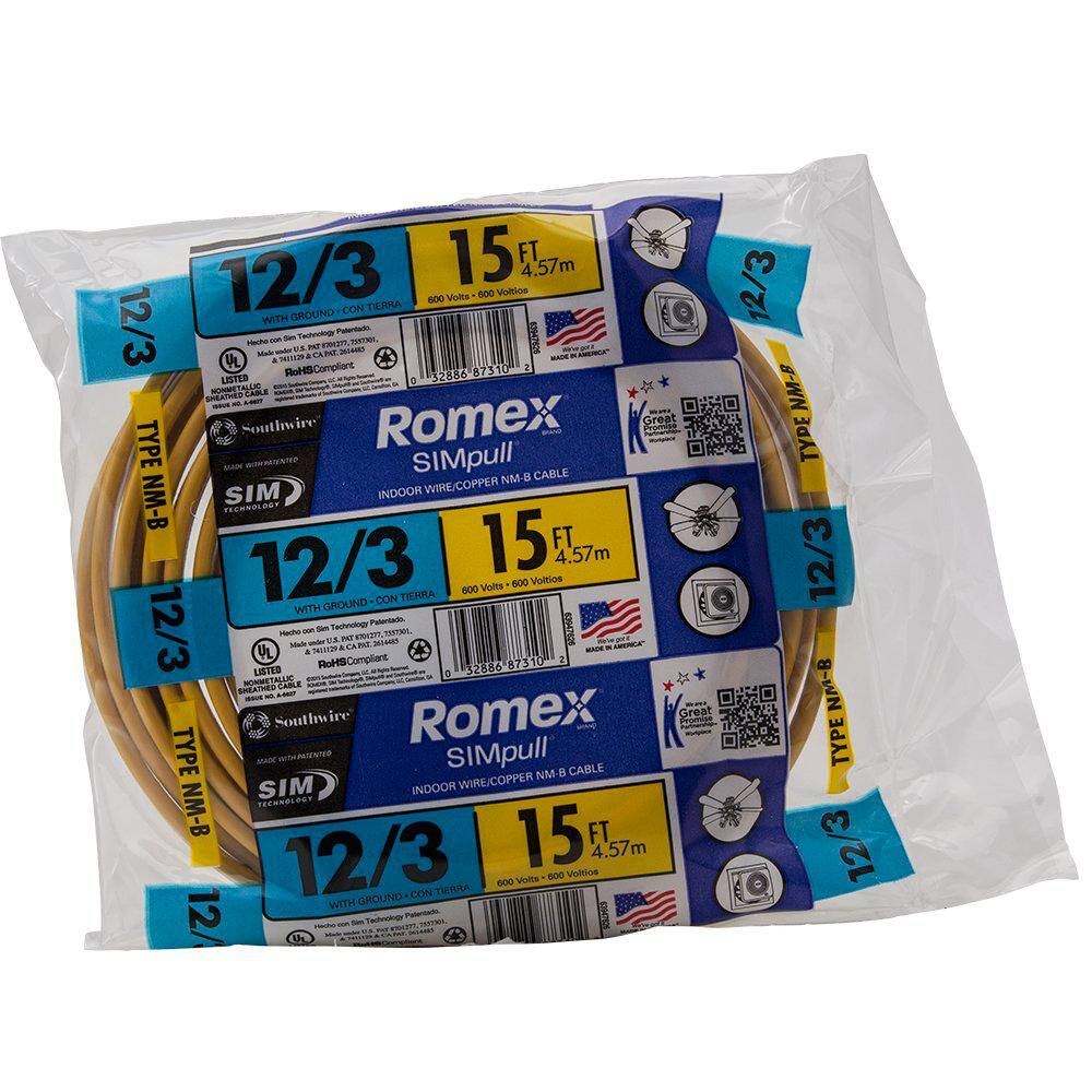 Southwire 15 ft. 123 Solid Romex SIMpull CU NM-B WG Wire 63947626