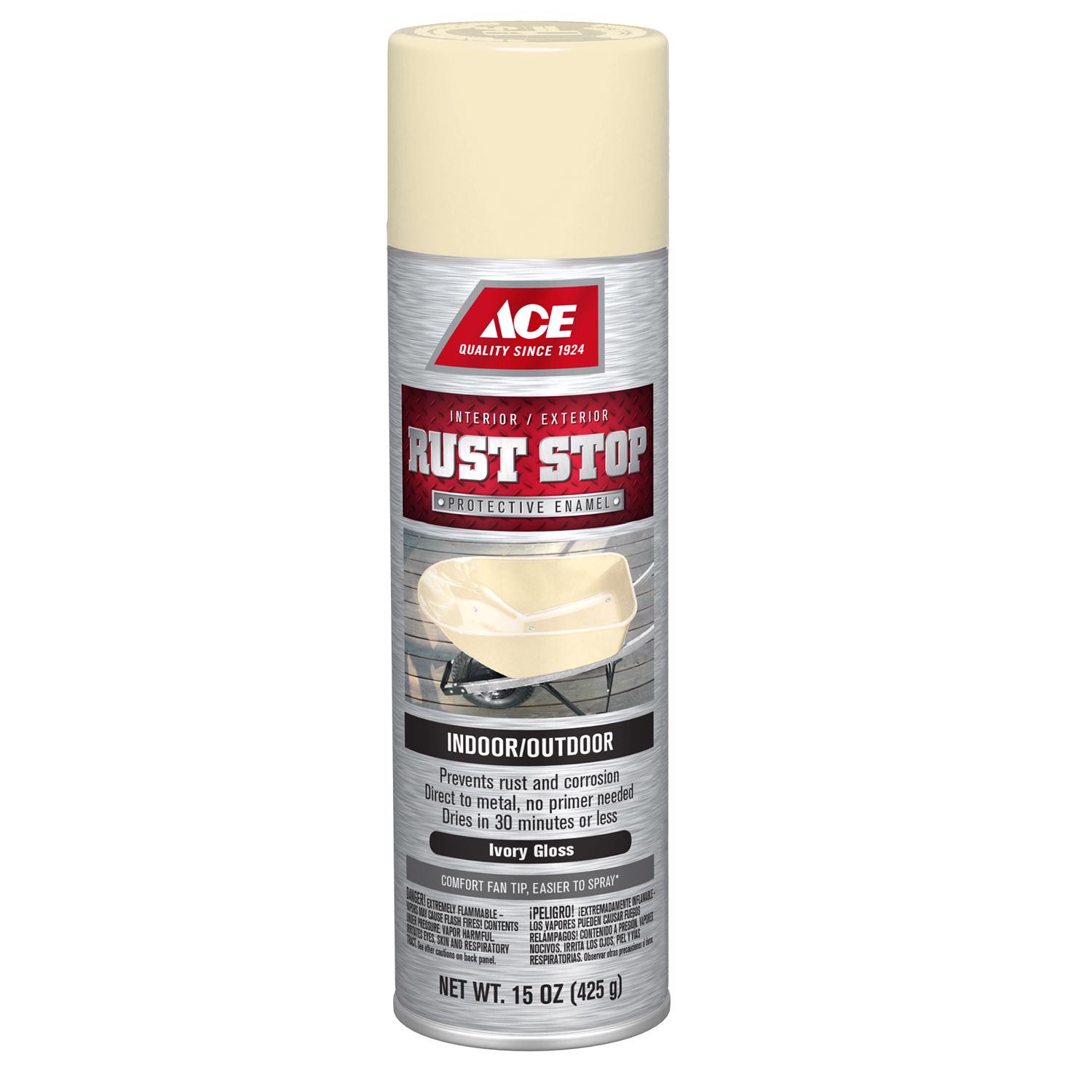 Ace Rust Stop Gloss Ivory Protective Enamel Spray Paint 15 oz