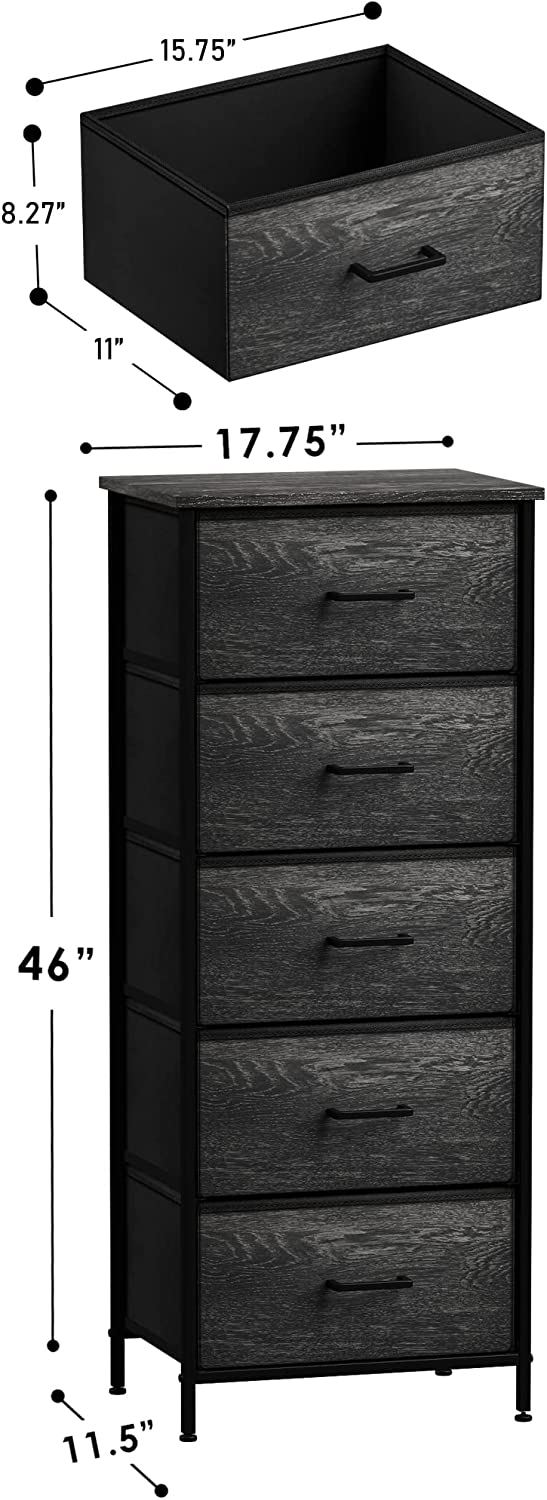 Sorbus Tall Fabric Storage Dresser - Stand Up Tower of Drawers for Bedroom, Dorm, Closet, Living Room, Entryway, & More - Skinny Nightstand Organizer