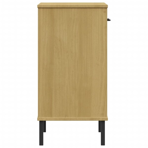 vidaXL Solid Wood Pine Console Cabinet with Metal Legs OSLO Table Multi Colors - 19.7