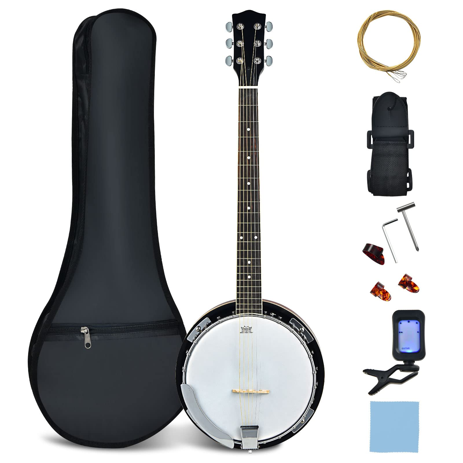 Costzon 4-String Banjo, Concert 24 Inch Closed Solid Back Banjo Ukulele w/Gig Bag