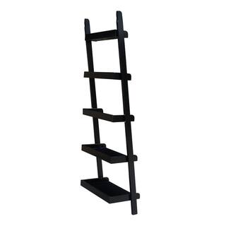 International Concepts 75.5 in. Black Wood 5-shelf Ladder Bookcase SH67-2660