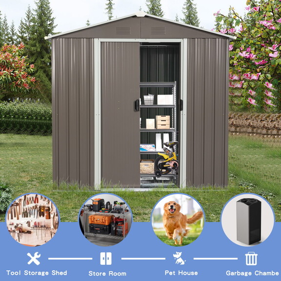 6ft x 4ft Outdoor Metal Storage Shed W54057423