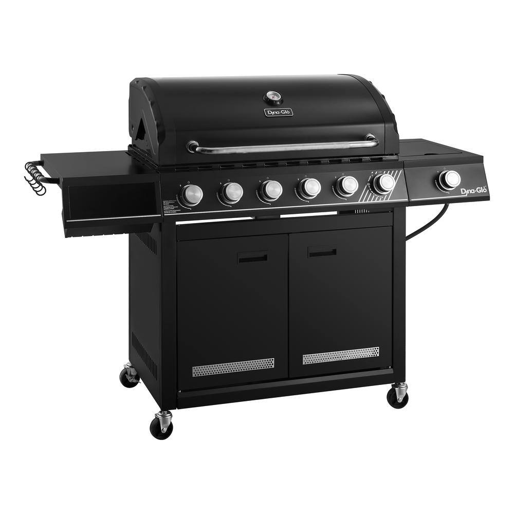 Dyna-Glo DGH563CRN-D 6-Burner Natural Gas Grill in Matte Black with TriVantage Multi-Functional Cooking System