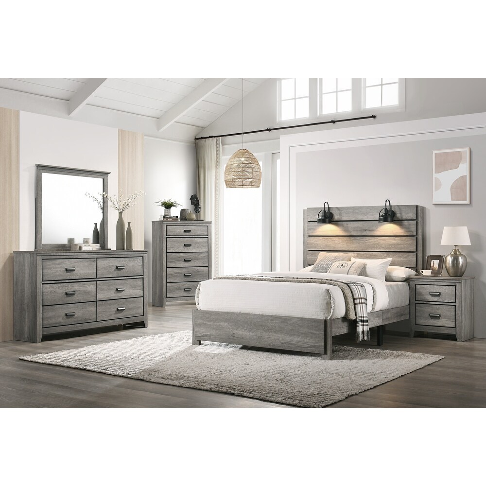 Edyth 3 Piece Gray Platform Bedroom Set