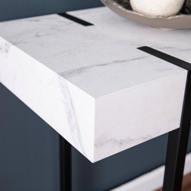 Wennan Modern Faux Marble Console Table Black white Aiden Lane