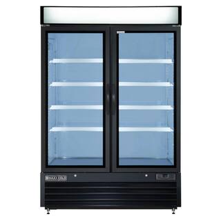 Maxx Cold 54 in. Double Glass Door Merchandiser Freezer Automatic Defrost Cycle Reach-in Freezer 48 cu. ft. Black MXM2-48FBHC