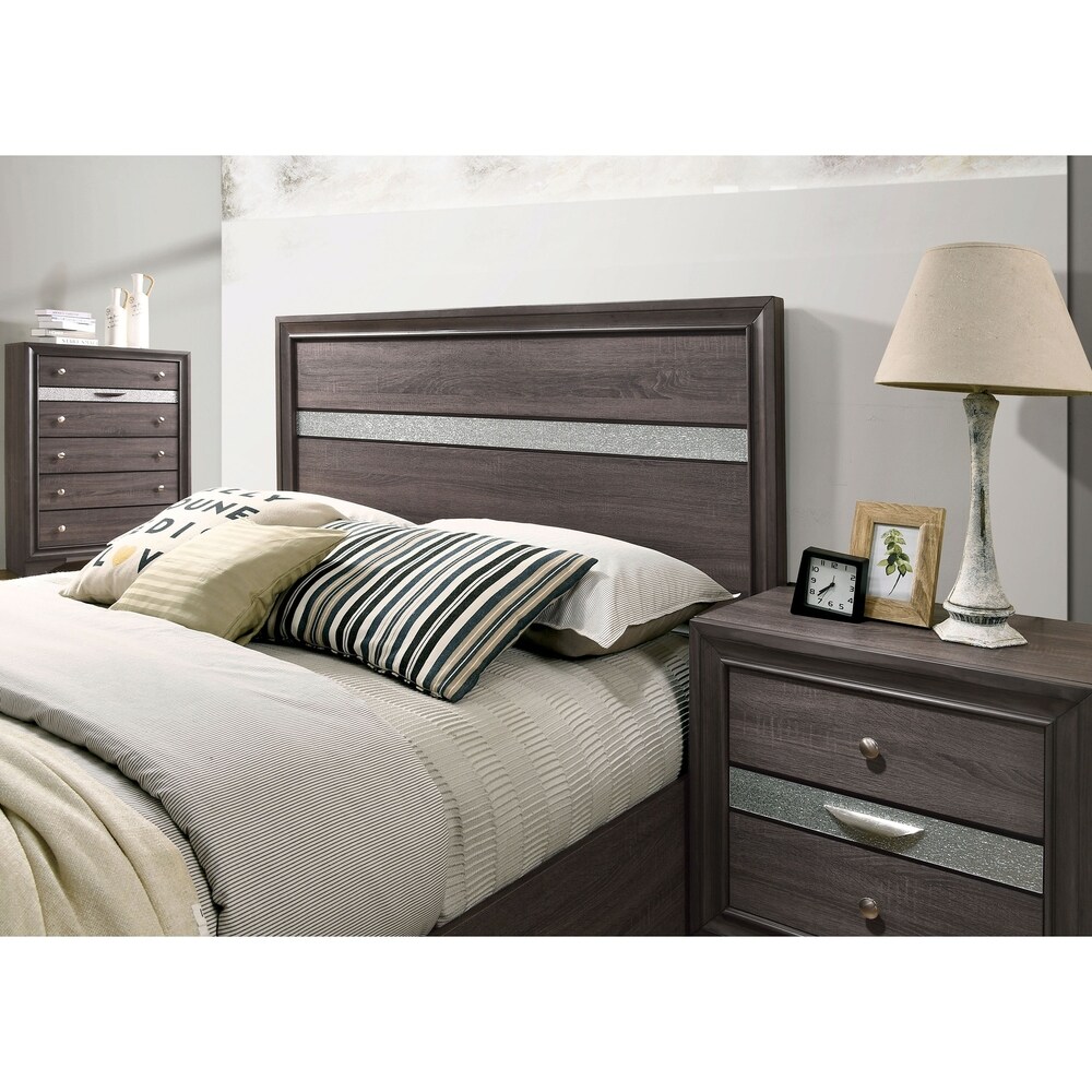 Bara Contemporary Grey Solid Wood 2 Piece Storage Platform Bedroom Set by Furniture of America