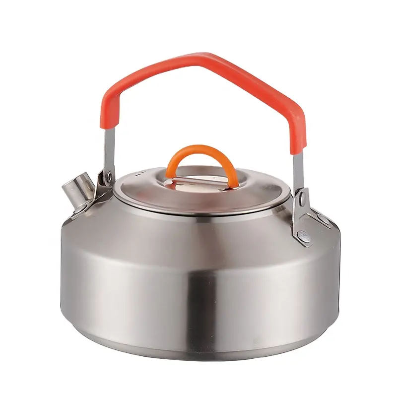 Camping Hiking s 1.0L Kettle Stainless Steel Portable Red Handle Coffee Tea Cooking Pot Bushcraft  Camping Accessories