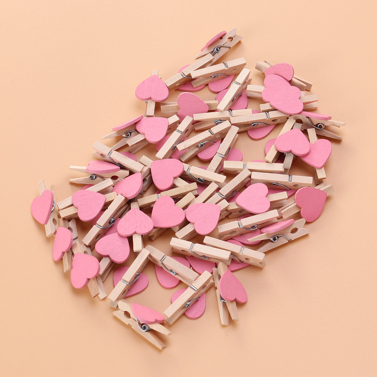 OUNONA Wooden Heartclips Photo Mini Clothes Clipclothespins Love Picture Craft Clothespin Cloth Pictures Small Wood Colored