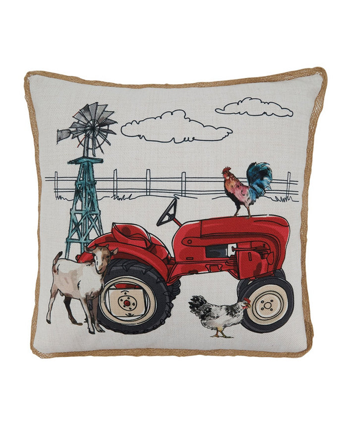 Saro Lifestyle Farm Tractor Decorative Pillow， 18