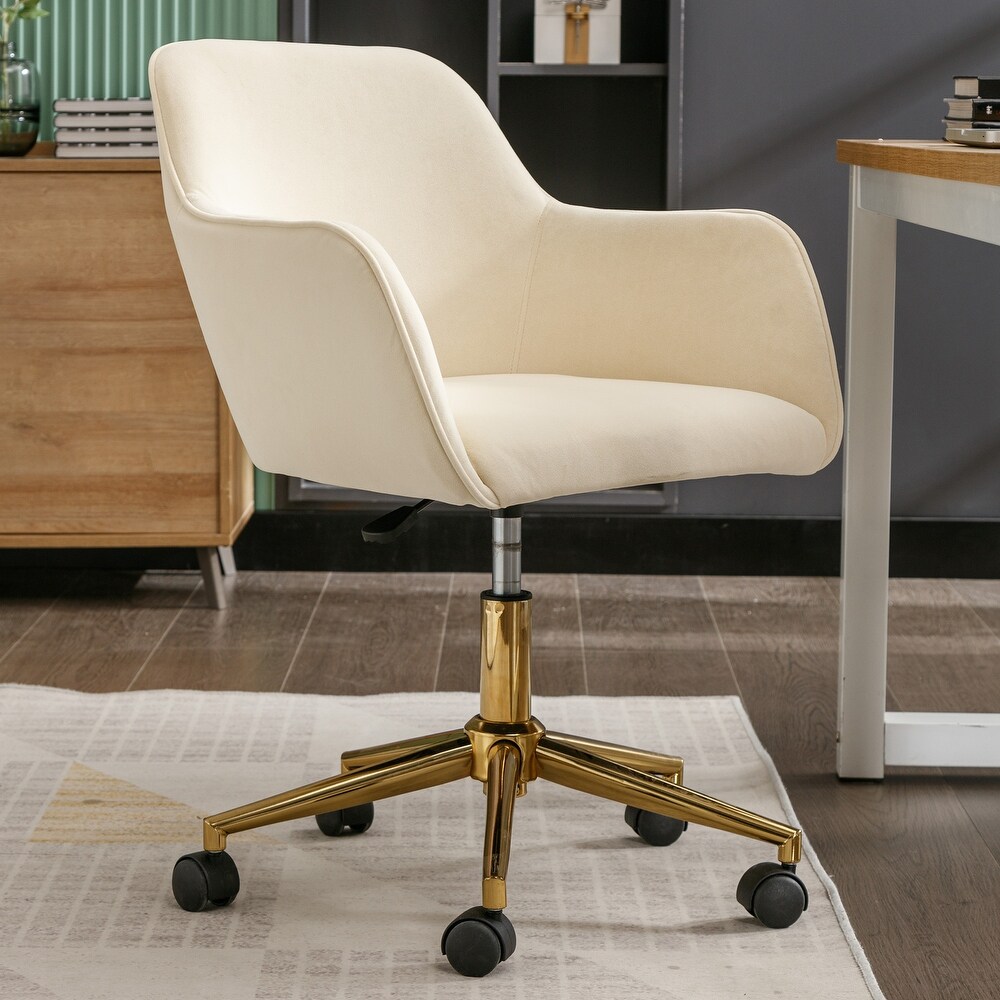 Adjustable Height 360 Revolving Home Office Chair w/ Gold Metal Legs