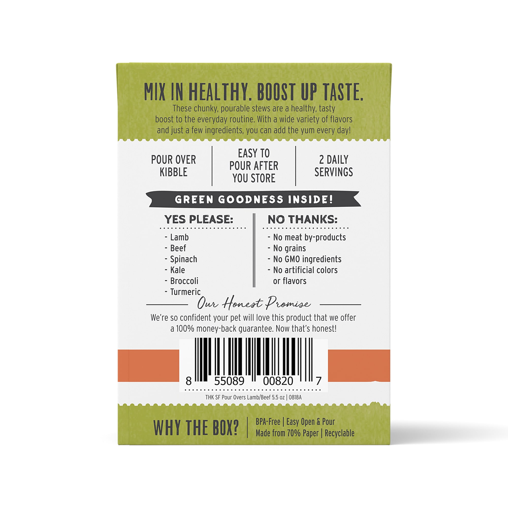 The Honest Kitchen Superfood Lamb  Beef Stew with Spinach， Kale  Broccoli Wet Dog Food Topper， 5.5 oz.， Case of 12