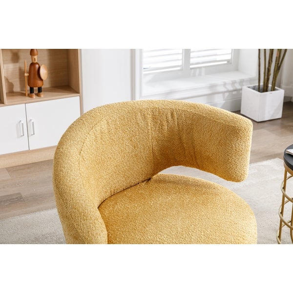 360 Degree Swivel Barrel Accent Chair， Unique Design Chenille Chair， Lazy Single Sofa for Living Room