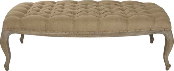 Maison Tufted Ottoman   French Country   Footstools And Ottomans   by HedgeApple  Houzz