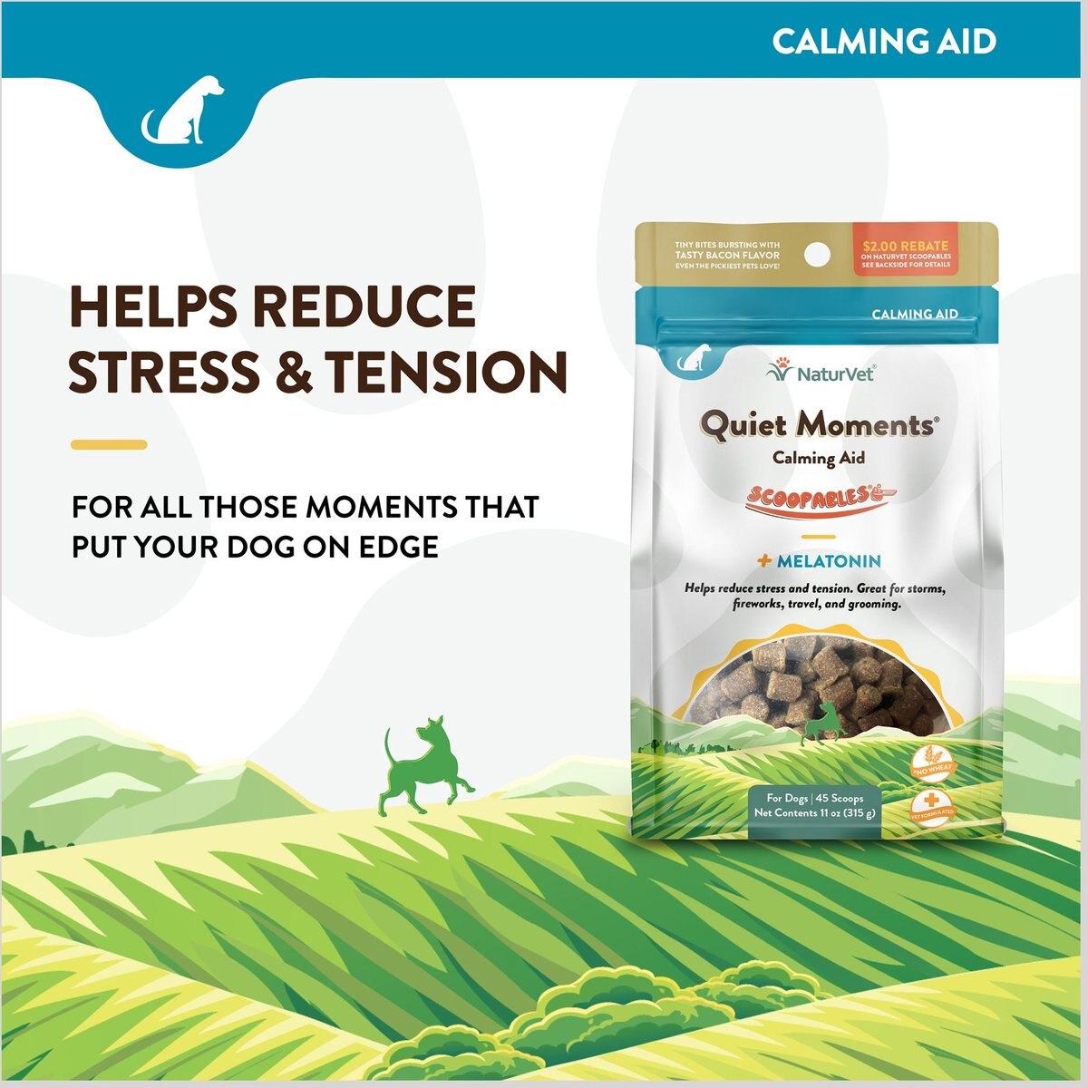 NaturVet Scoopables Quiet Moments Calming Aid Dog Supplement， 11-oz bag